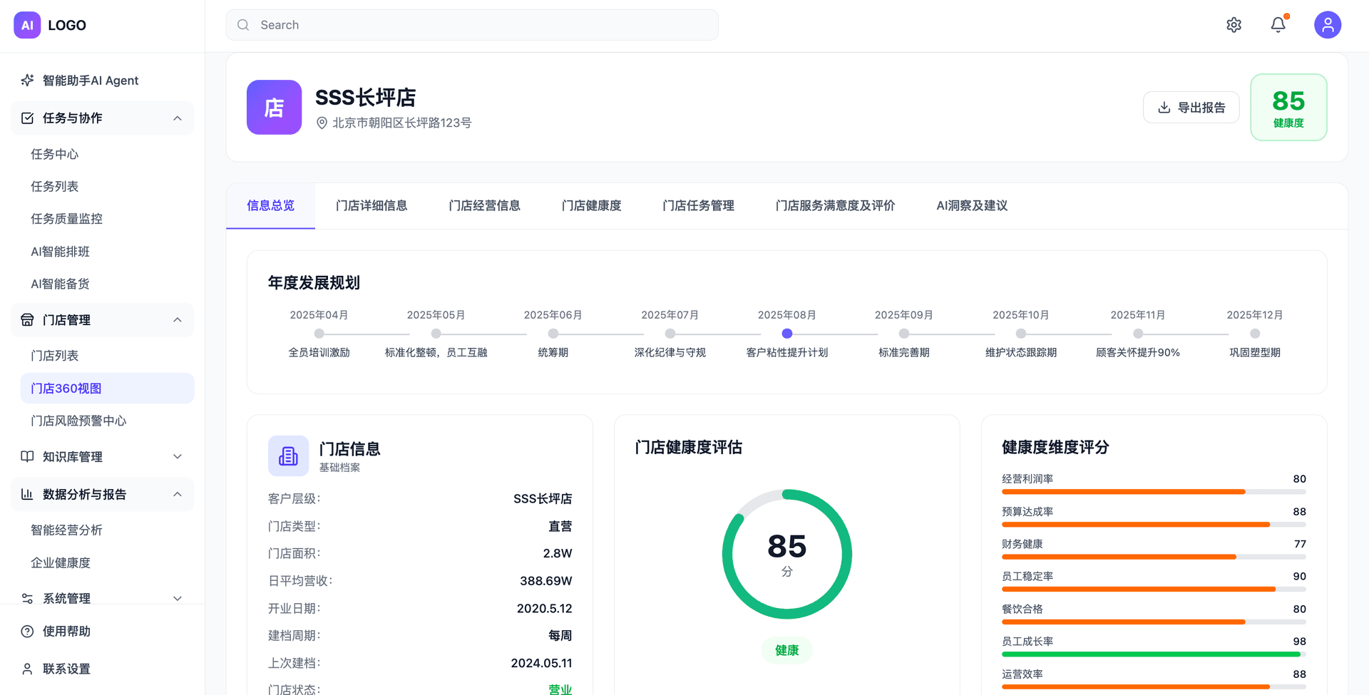 连锁餐饮AI智能经营管理平台
